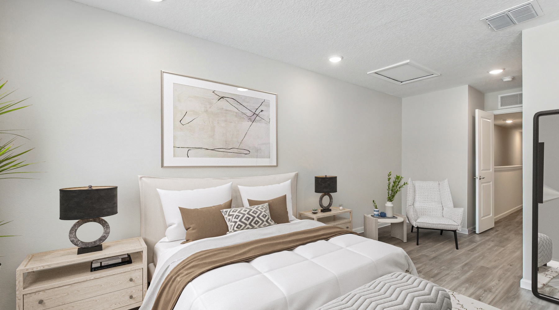 Spacious townhome bedroom at The Harper Trout River