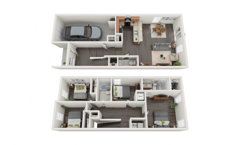 The Bethesda 4 bed and 2.5 bath townhome floorplan atThe Harper Trout River